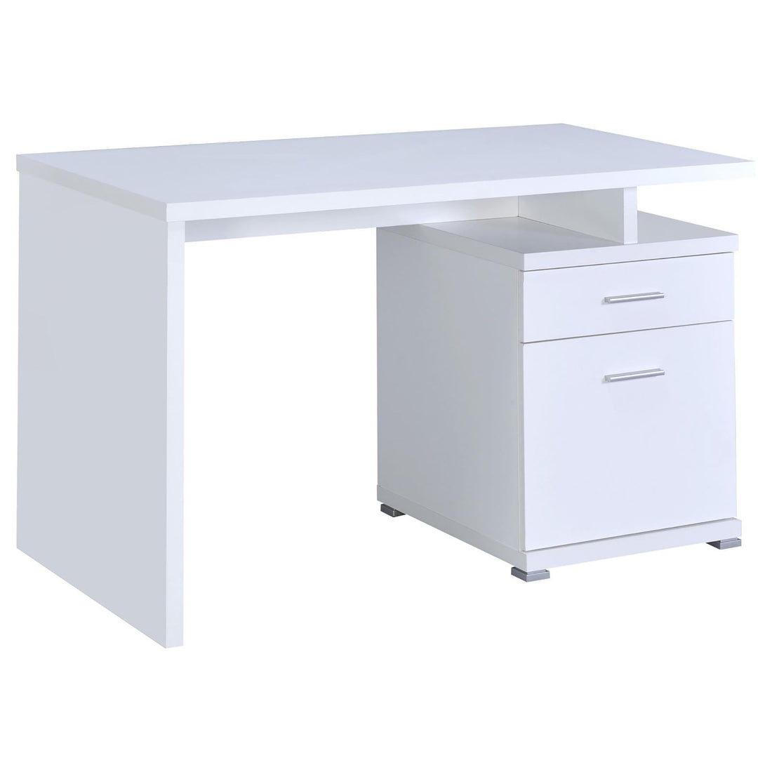 2 Drawer Reversible Office Desk With Modular Design - White