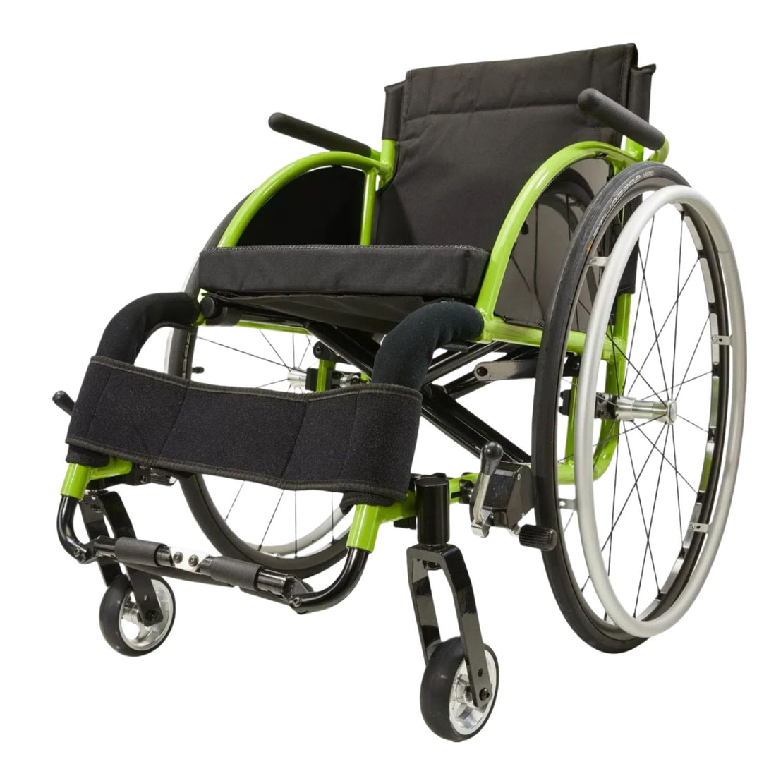 Premium Lightweight Foldable Sport Wheelchair All Body Sturdy &amp; Comfortable 250Lbs Capacity Easy Folding 24&quot; Sports Tires Perfect For Outdoor - Black / Green
