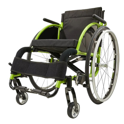 Premium Lightweight Foldable Sport Wheelchair All Body Sturdy &amp; Comfortable 250Lbs Capacity Easy Folding 24&quot; Sports Tires Perfect For Outdoor - Black / Green