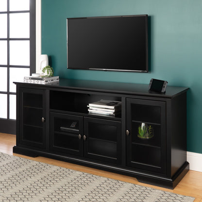 Transitional Classic 70&quot; TV Stand For 80&quot; TVs With 4 Glass Doors