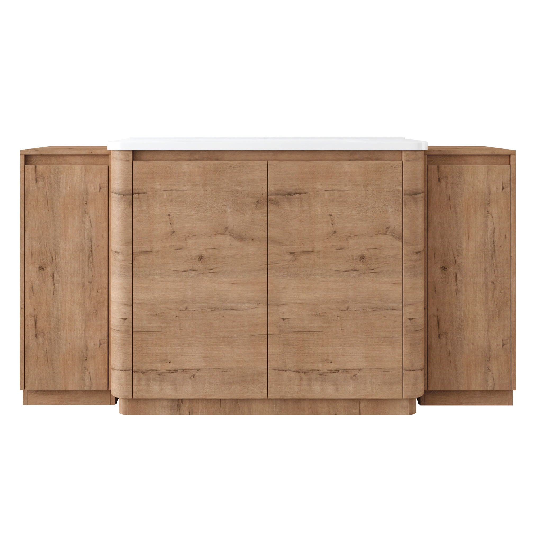 Freestanding Bathroom Vanity With Sink, 2 Small Storage Cabinets, Soft Close Doors