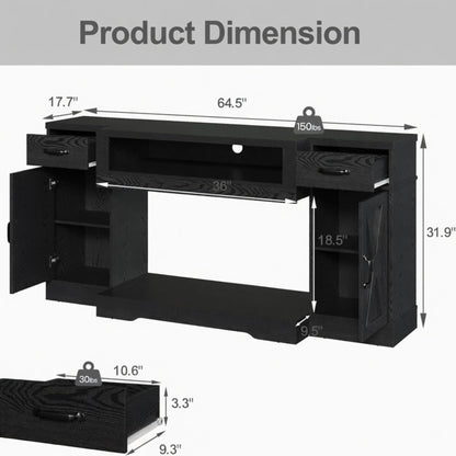 TV Stand With Adjustable Shelves &amp; Double Doors