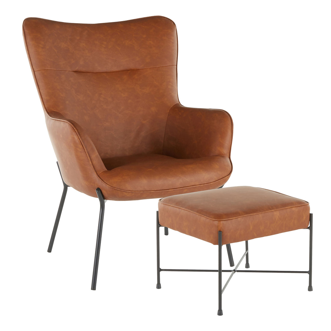 Izzy - Industrial Lounge Chair &amp; Ottoman Set