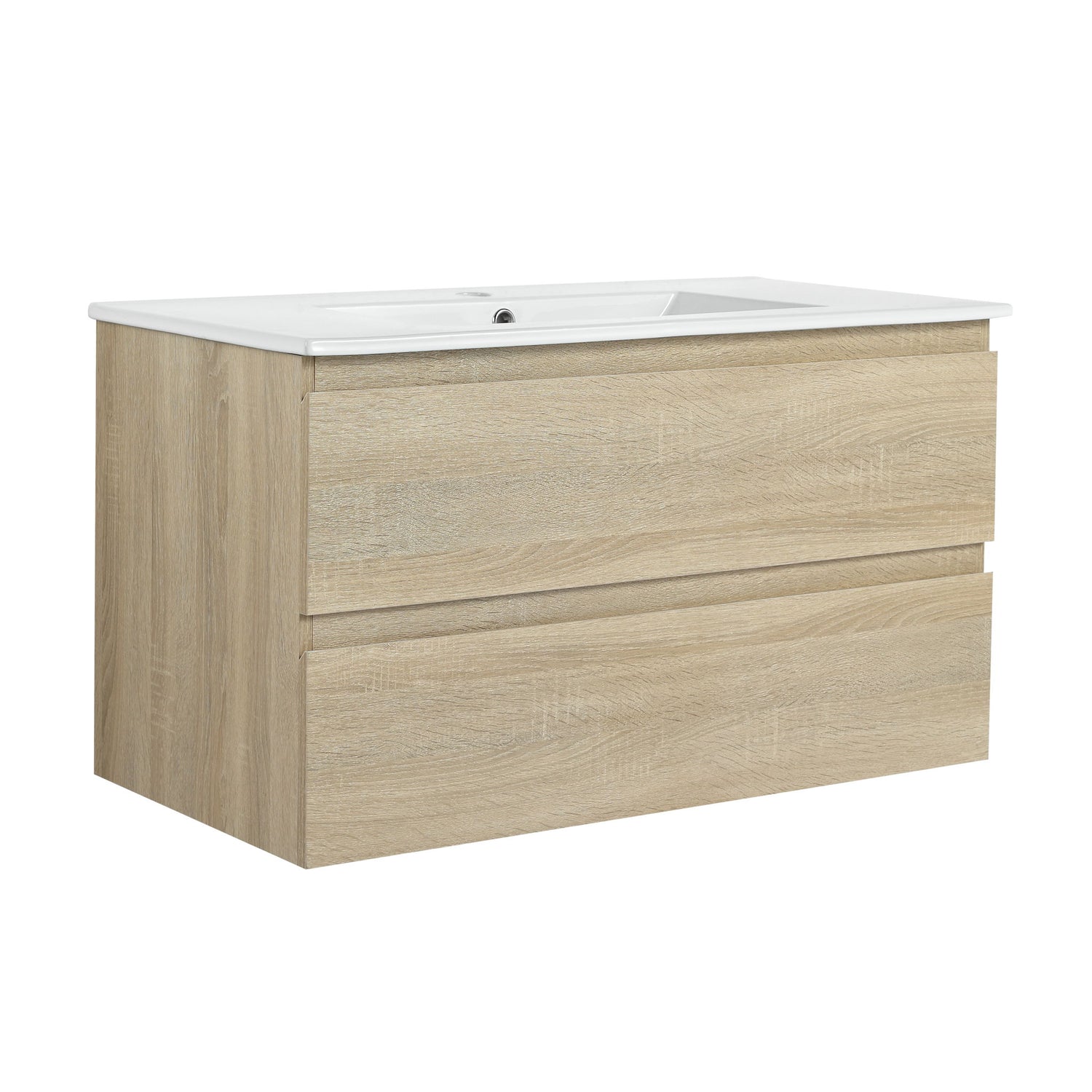 Wall Mounted Bathroom Vanity &amp; Sink, 2 Soft Close Drawers