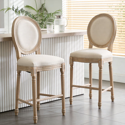 French Country Bar Chairs &amp; Round Back (Set of 2)