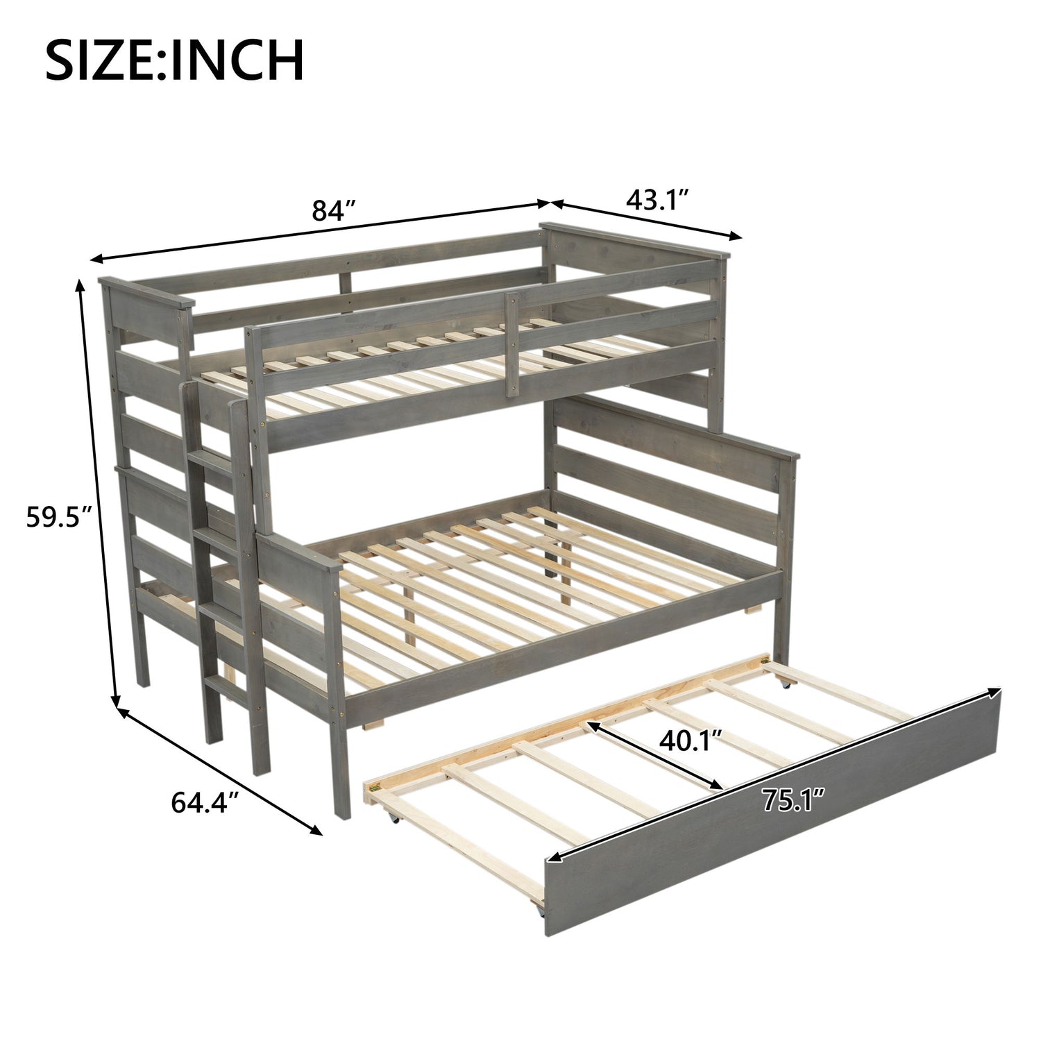 Detachable Design Bunk Bed With Ladder