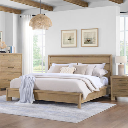 Panel Bed Frame With Unique Headboard And Included Slats