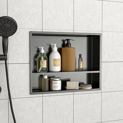 Modern Stainless Steel Shower Niche Double Shelf For Bathroom