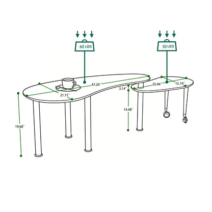 Rotatable Coffee Table With Solid Legs, 360 Degree Swivel, Waterproof - Walnut