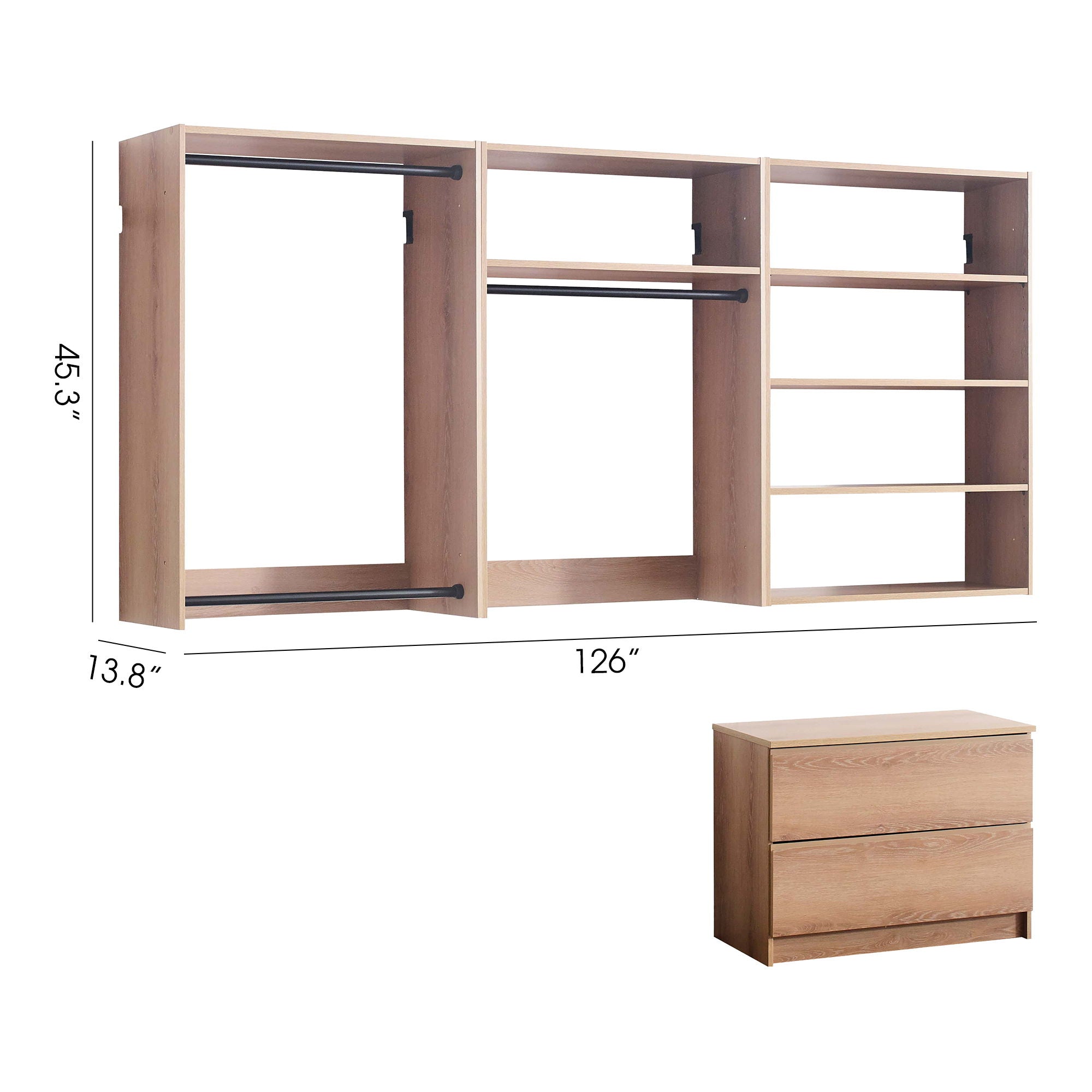 Devi - Wall Mounted Wood Closet System &amp; Modular Units