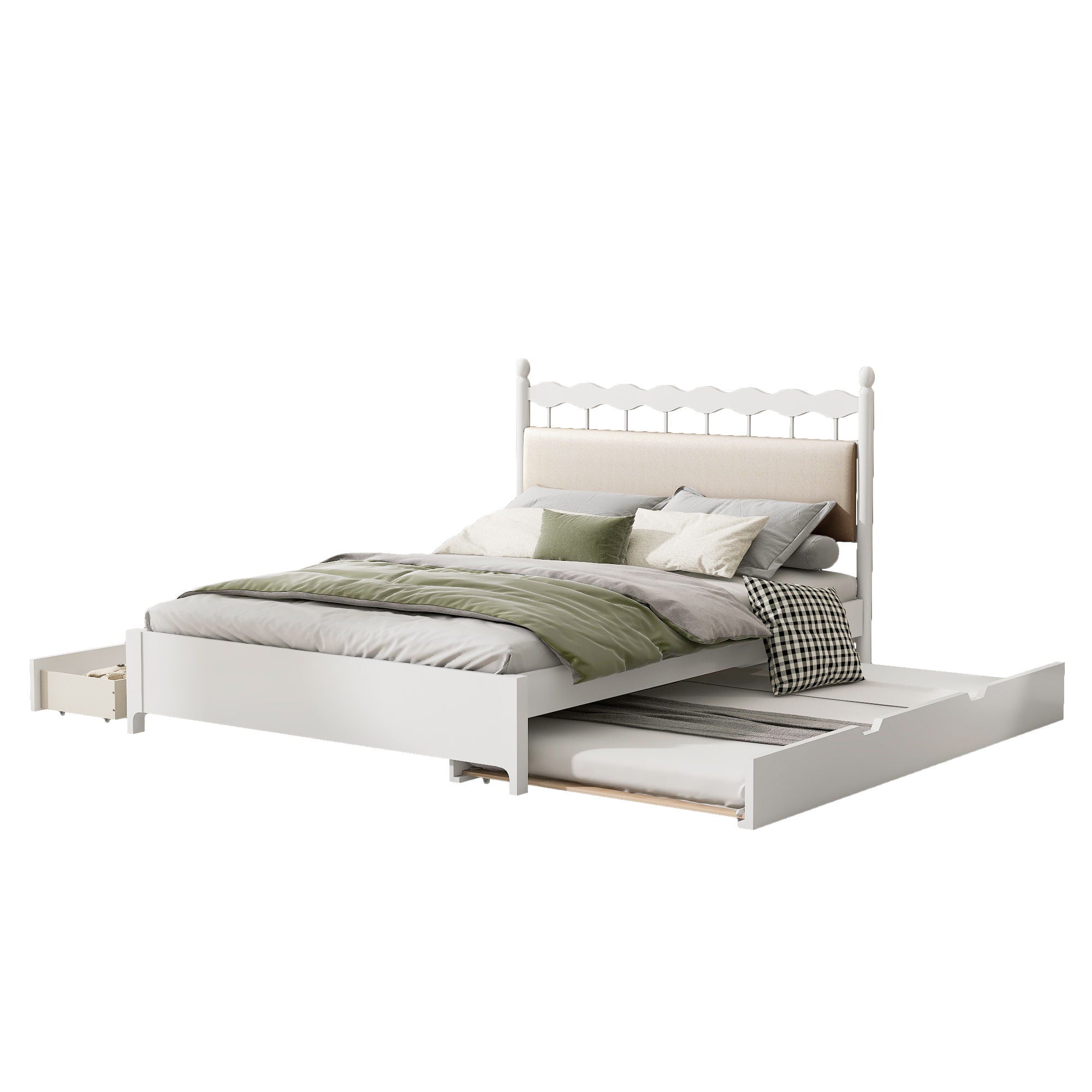 Storage Platform Bed With 2 Big Drawers &amp; Trundle