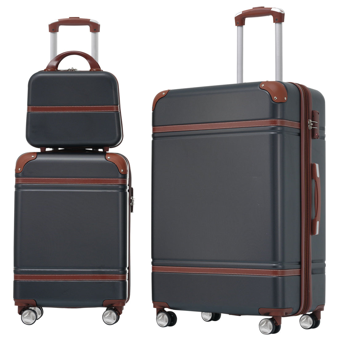 Hardshell Luggage Sets 3 Pieces 20&quot; / 28&quot; Luggages And Cosmetic Case Spinner Suitcase With Tsa Lock Lightweight