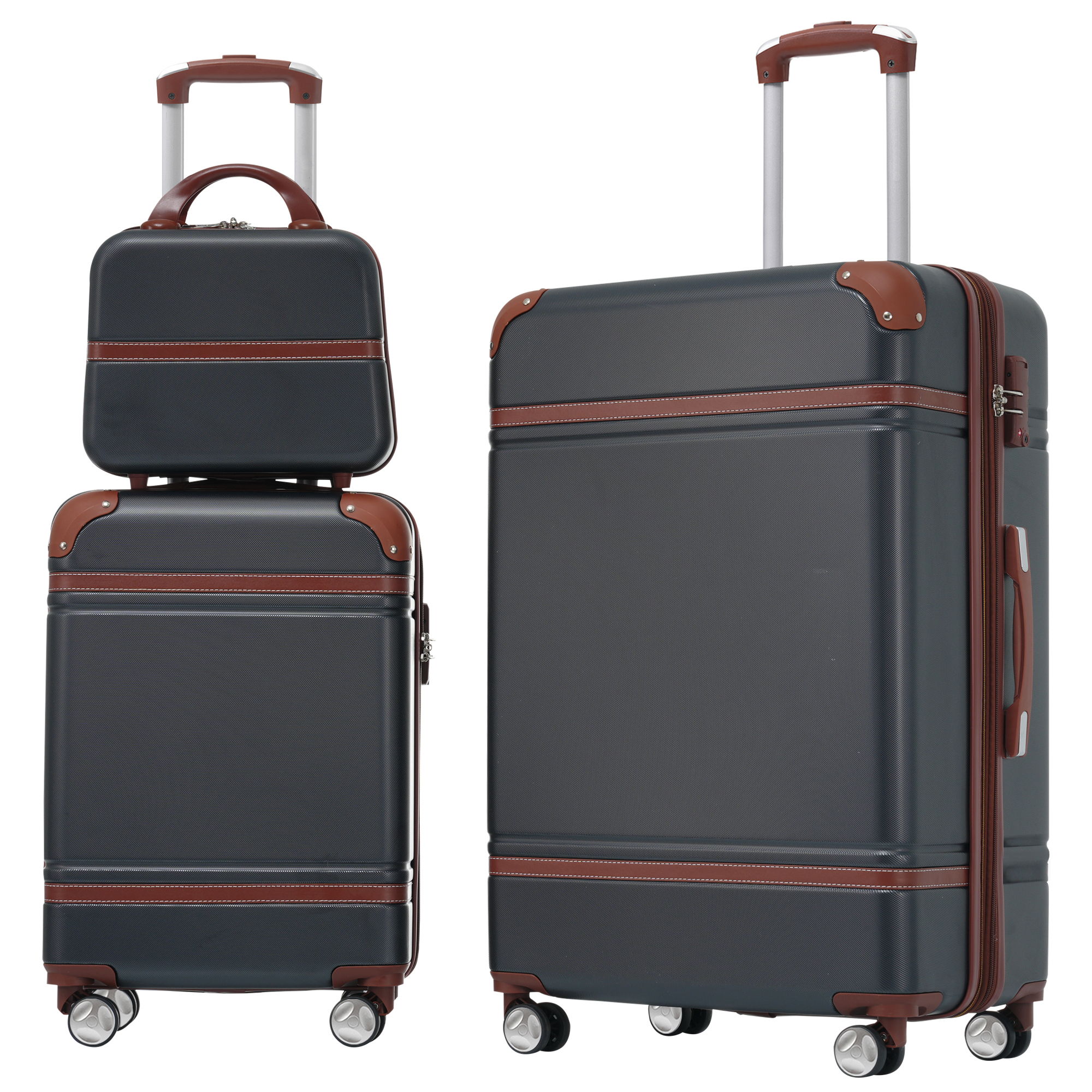 Hardshell Luggage Sets 3 Pieces 20&quot; / 28&quot; Luggages And Cosmetic Case Spinner Suitcase With Tsa Lock Lightweight