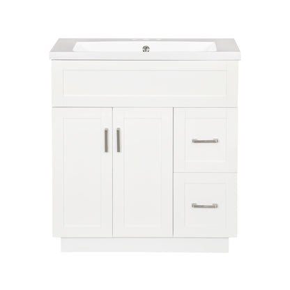 Bathroom Vanity With 2 Doors, 2 Drawers, Adjustable Shelf, Hidden Slides &amp; Soft Close Hinges