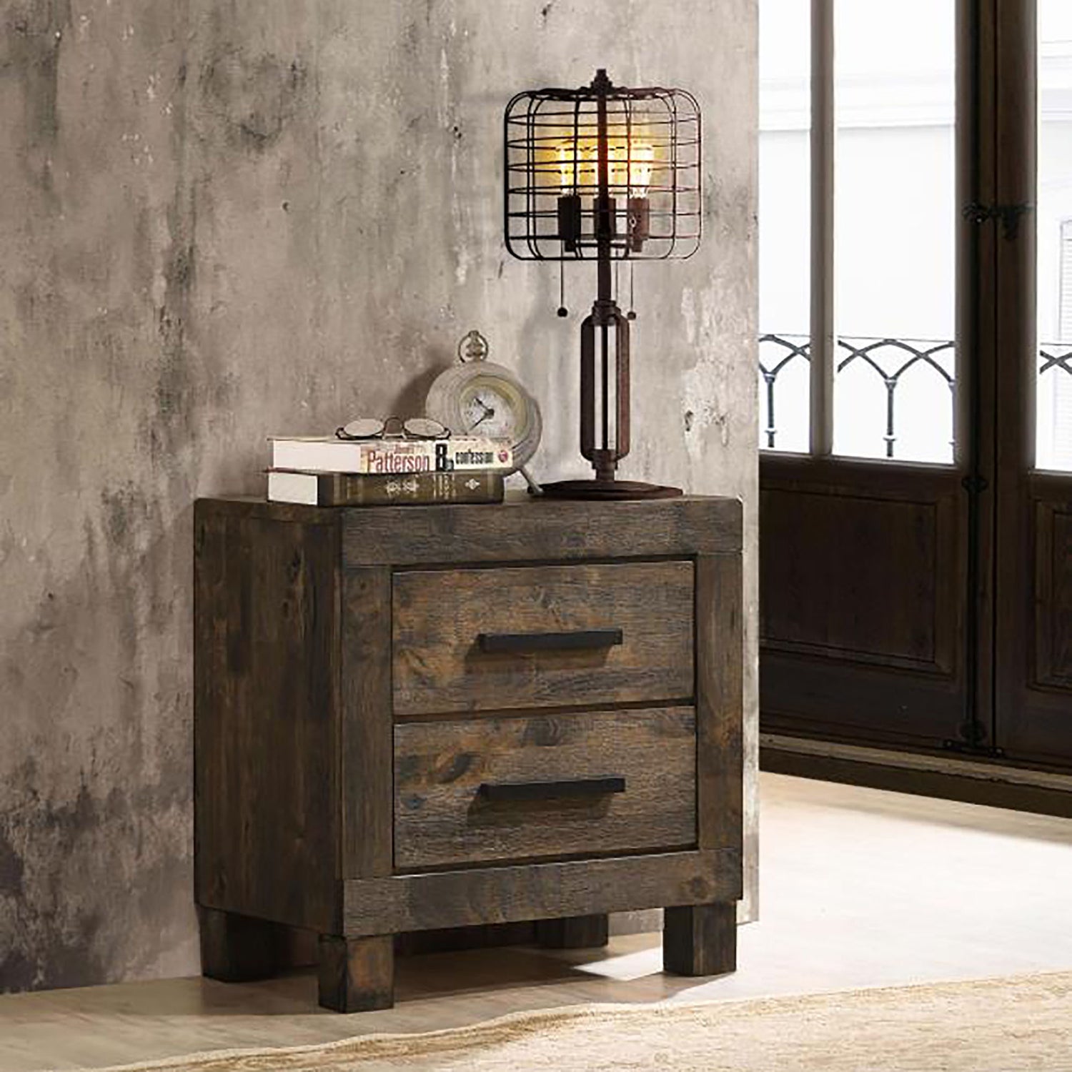 2 Drawer Nightstand - Brown Wood