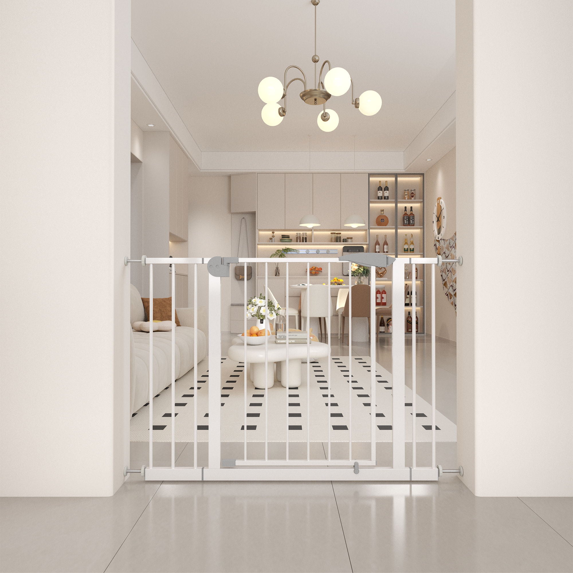 Pressure Mounted Baby Gate For Stairs - White