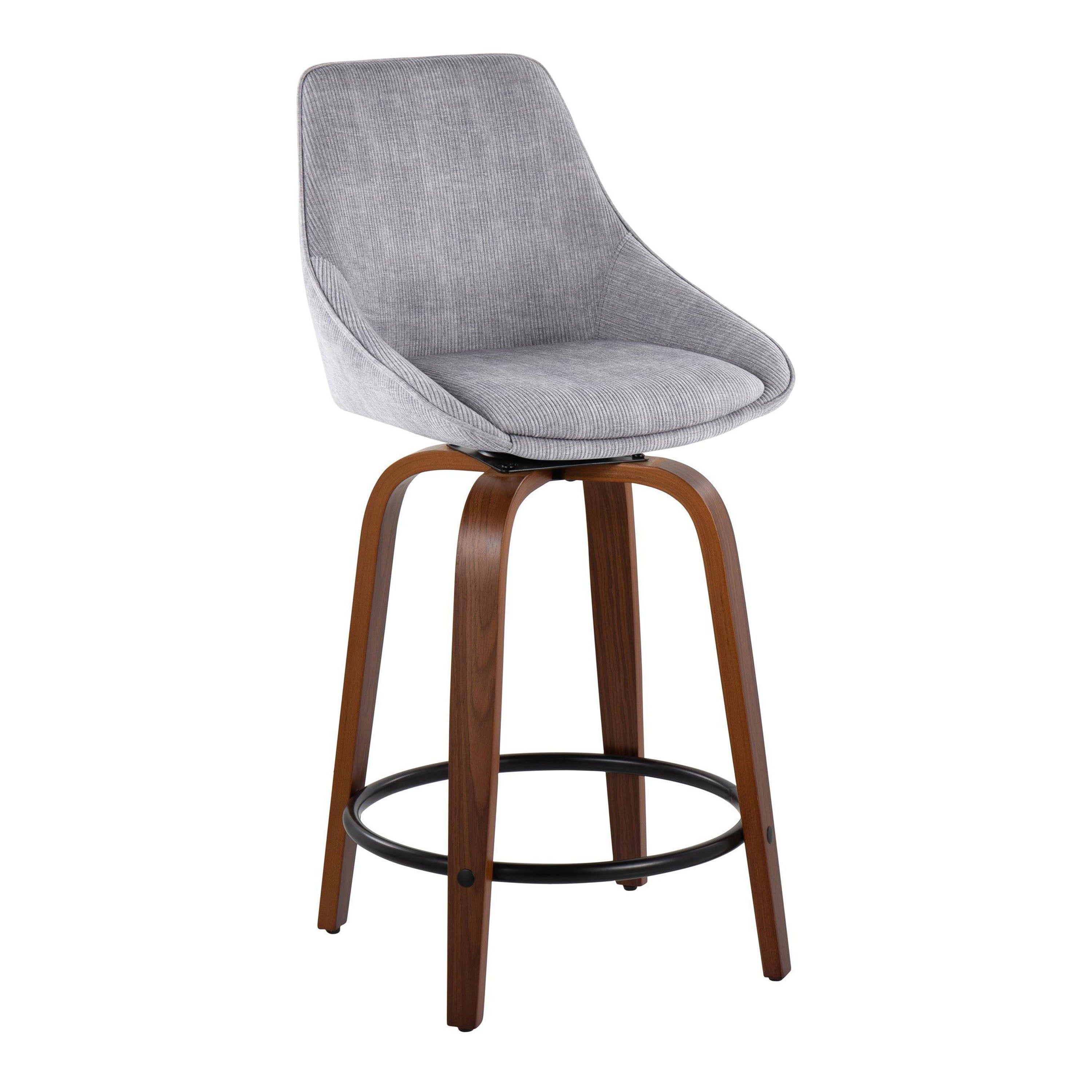 Diana - Contemporary, Fixed Height Counter Stool With Swivel &amp; Round Footrest (Set of 2)