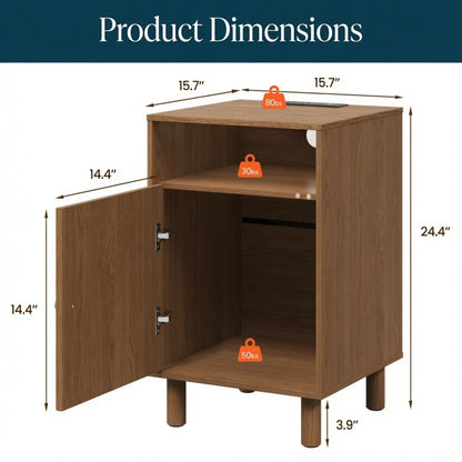 Nightstand With Charging Station &amp; Storage