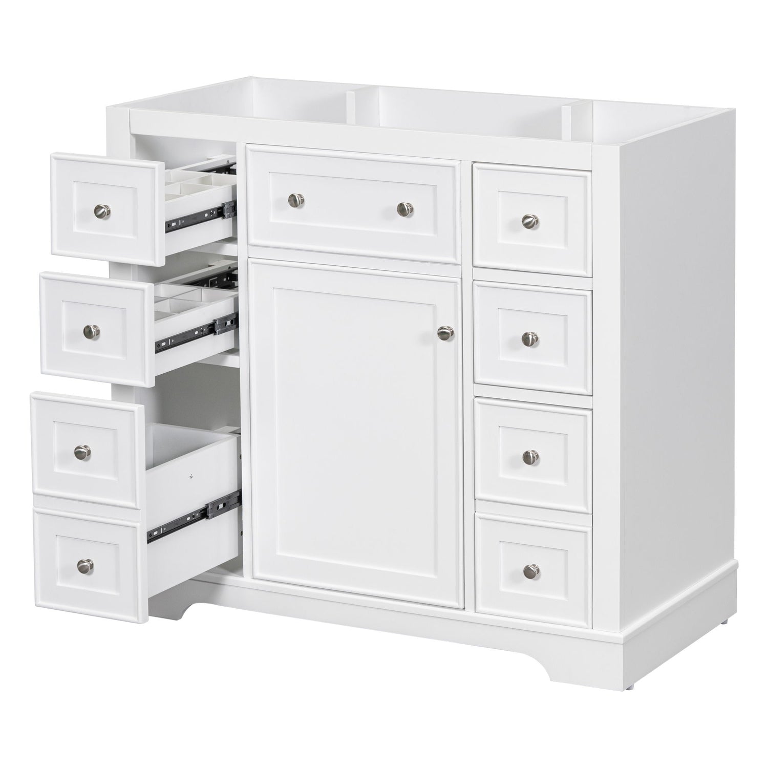 Modern Bathroom Vanity Base Only With 1 Cabinet And 6 Drawers