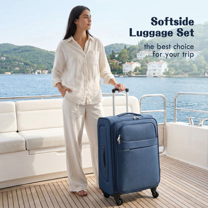 Softside Luggage 4 Piece Set With Expandable Spinner Wheels