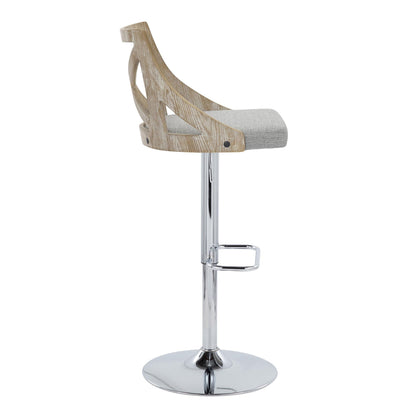 Charlotte - Farmhouse Adjustable Height Barstool &amp; Swivel Rounded Rectangle Footrest (Set of 2)
