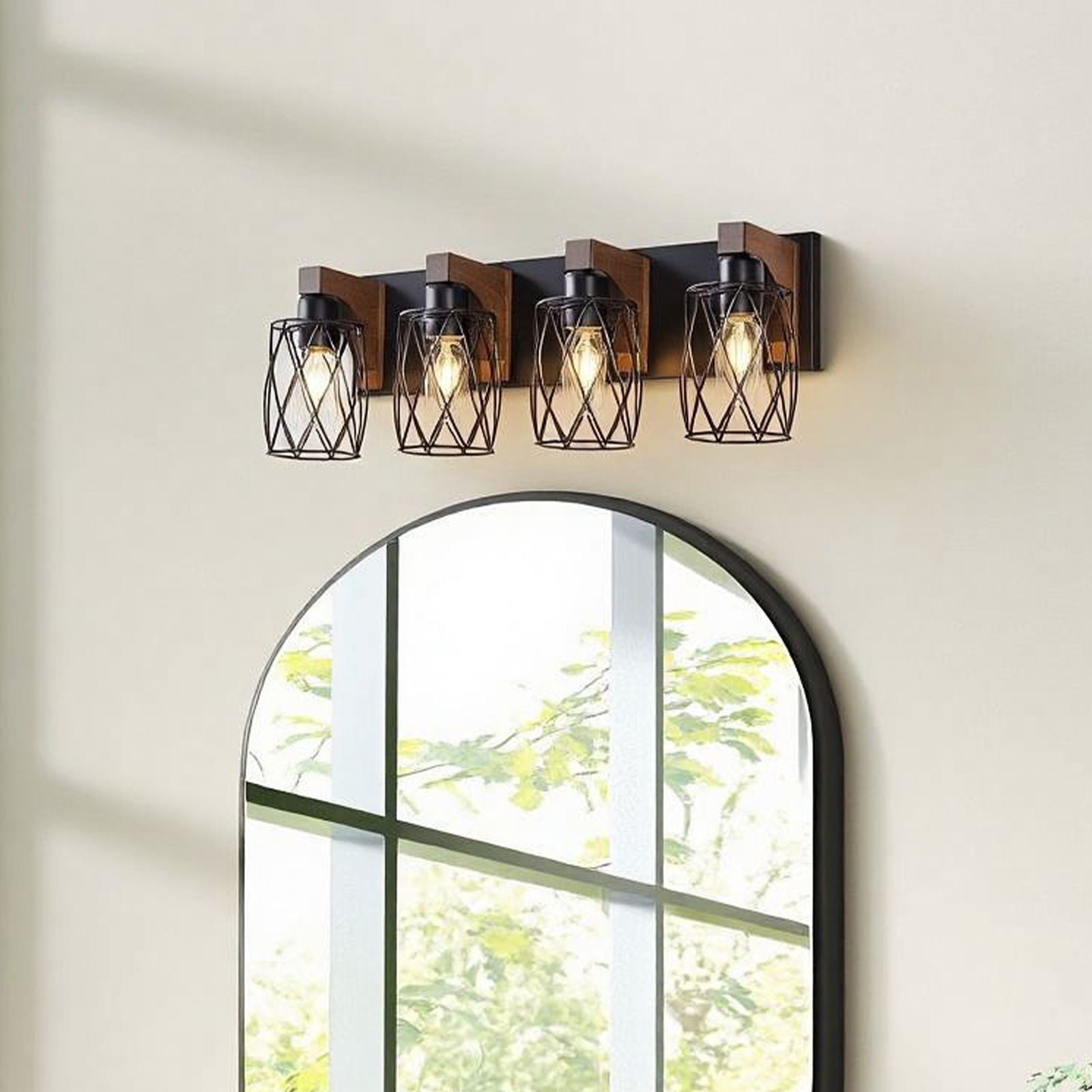 Bathroom Vanity Light, Wall Sconce With Cage Shade