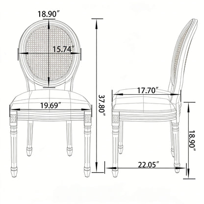 French Country Dining Chairs &amp; Round Back (Set of 2)
