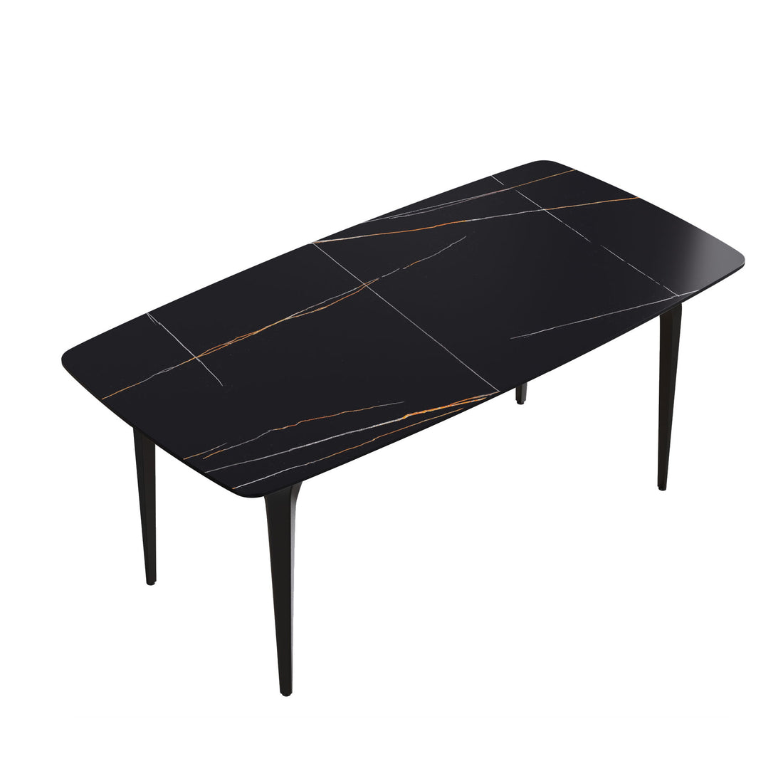 70.87&quot; Modern Artificial Stone Curved Metal Leg Dining Table, Can Accommodate 6-8 People