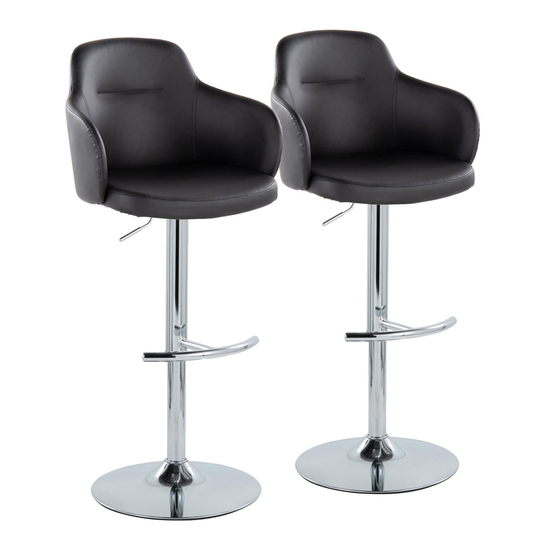 Boyne - Contemporary Adjustable Barstool With Swivel &amp; Rounded T Footrest (Set of 2)