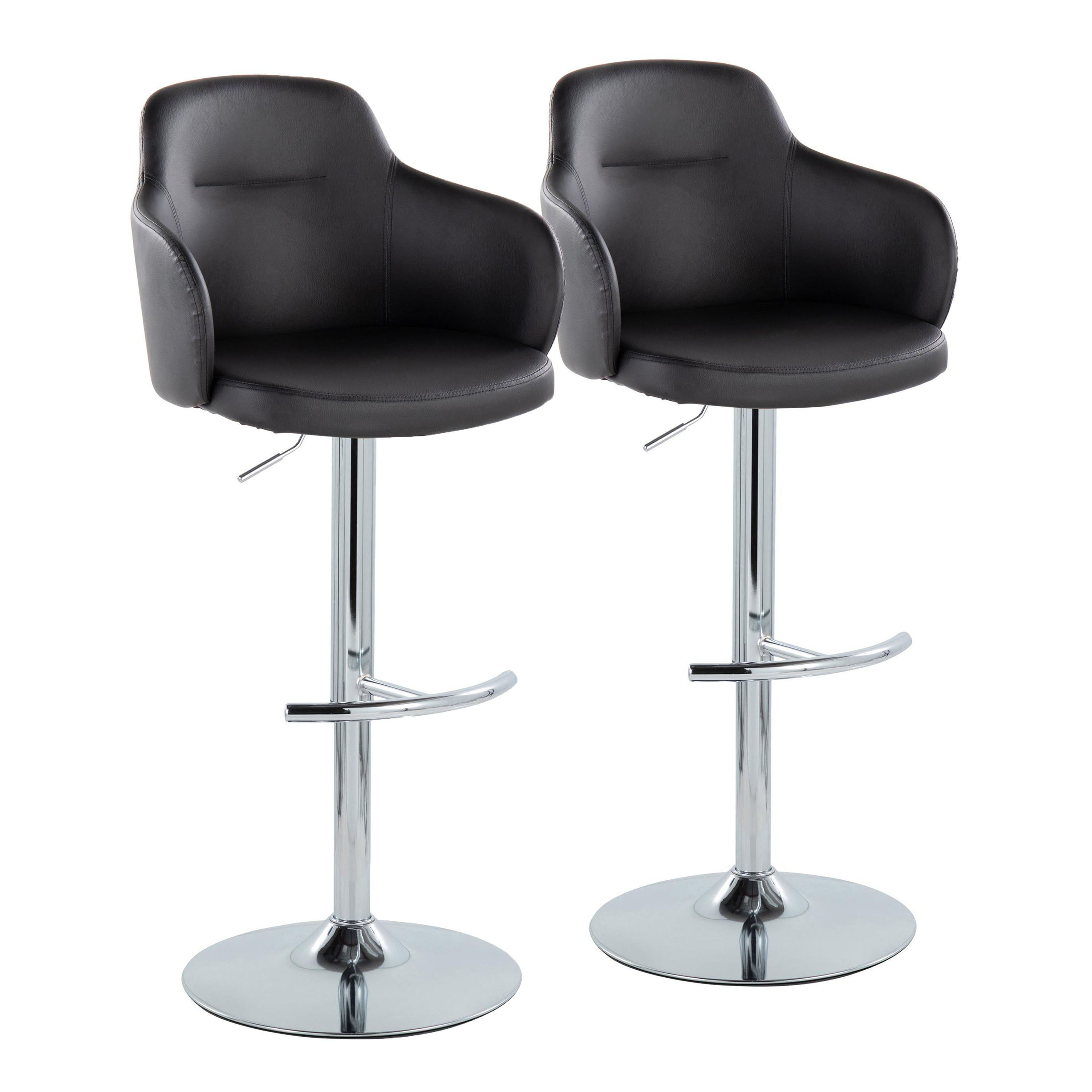 Boyne - Contemporary Adjustable Barstool With Swivel &amp; Rounded T Footrest (Set of 2)
