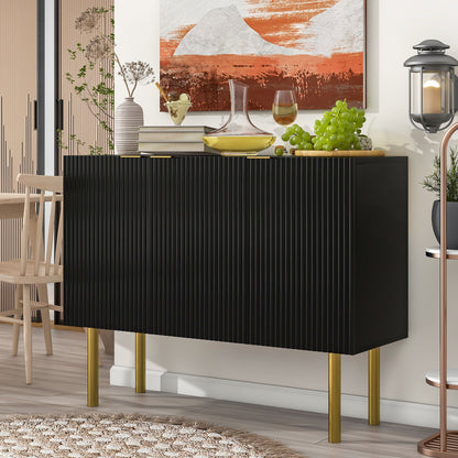 Modern Simple &amp; Luxury Style Sideboard Particle Board &amp; Board Cabinet With Gold Metal Legs &amp; Handles, Adjustable Shelves For Living Room, Dining Room