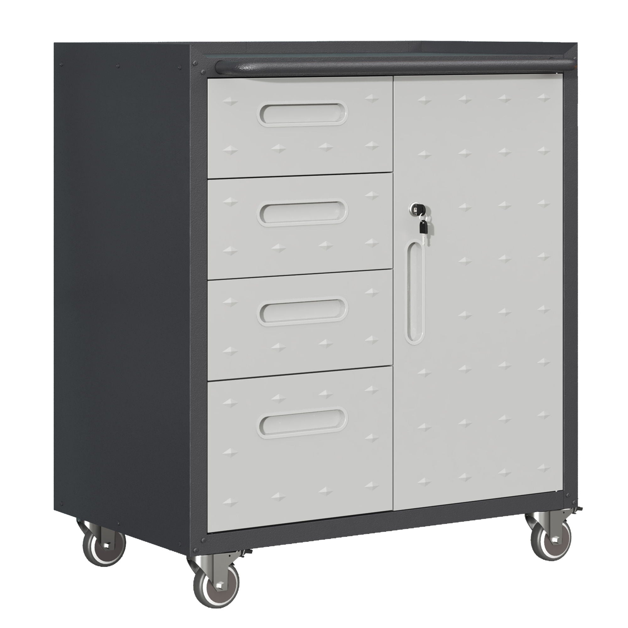 Sturdy Metal Tool Storage Cabinet With Wheels Durable Garage, Office &amp; Home Organizer Steel