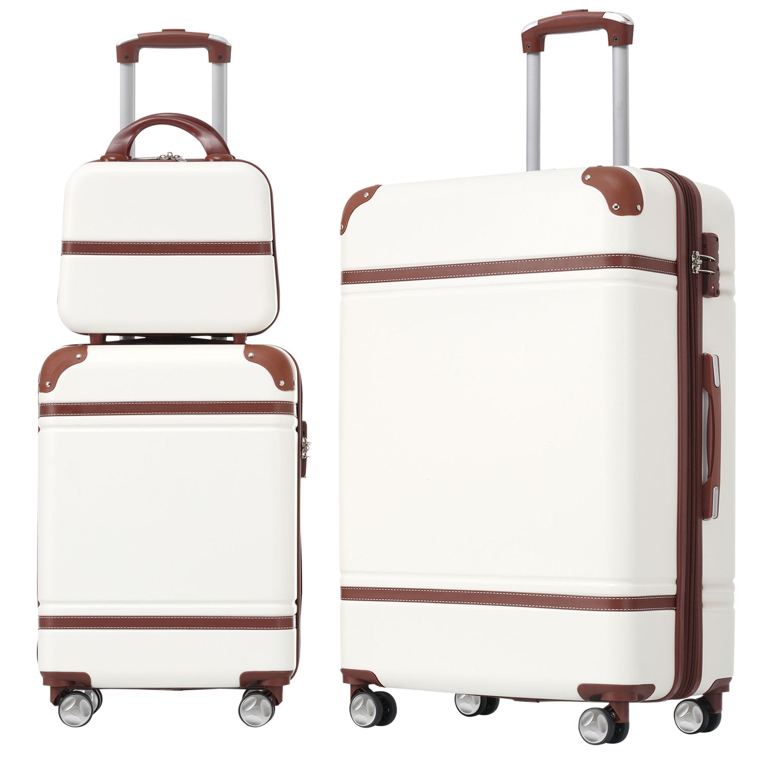 Hardshell Luggage Sets 3 Pieces 20&quot; / 28&quot; Luggages And Cosmetic Case Spinner Suitcase With Tsa Lock Lightweight