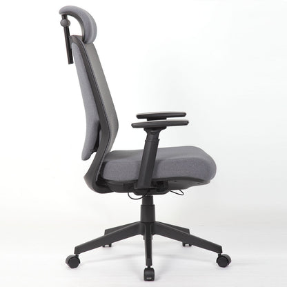High Back Breathable Ergonomic Office Chair With Adjustable Headrest &amp; 5D Armrest, Height Adjustable Swivel - Antique Gray