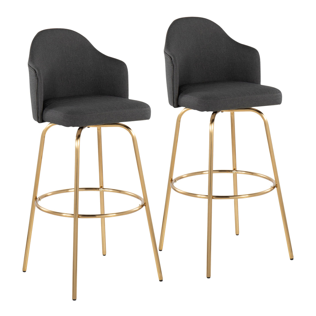 Ahoy - Contemporary Fixed Height Bar Stool &amp; Round Footrest (Set of 2)