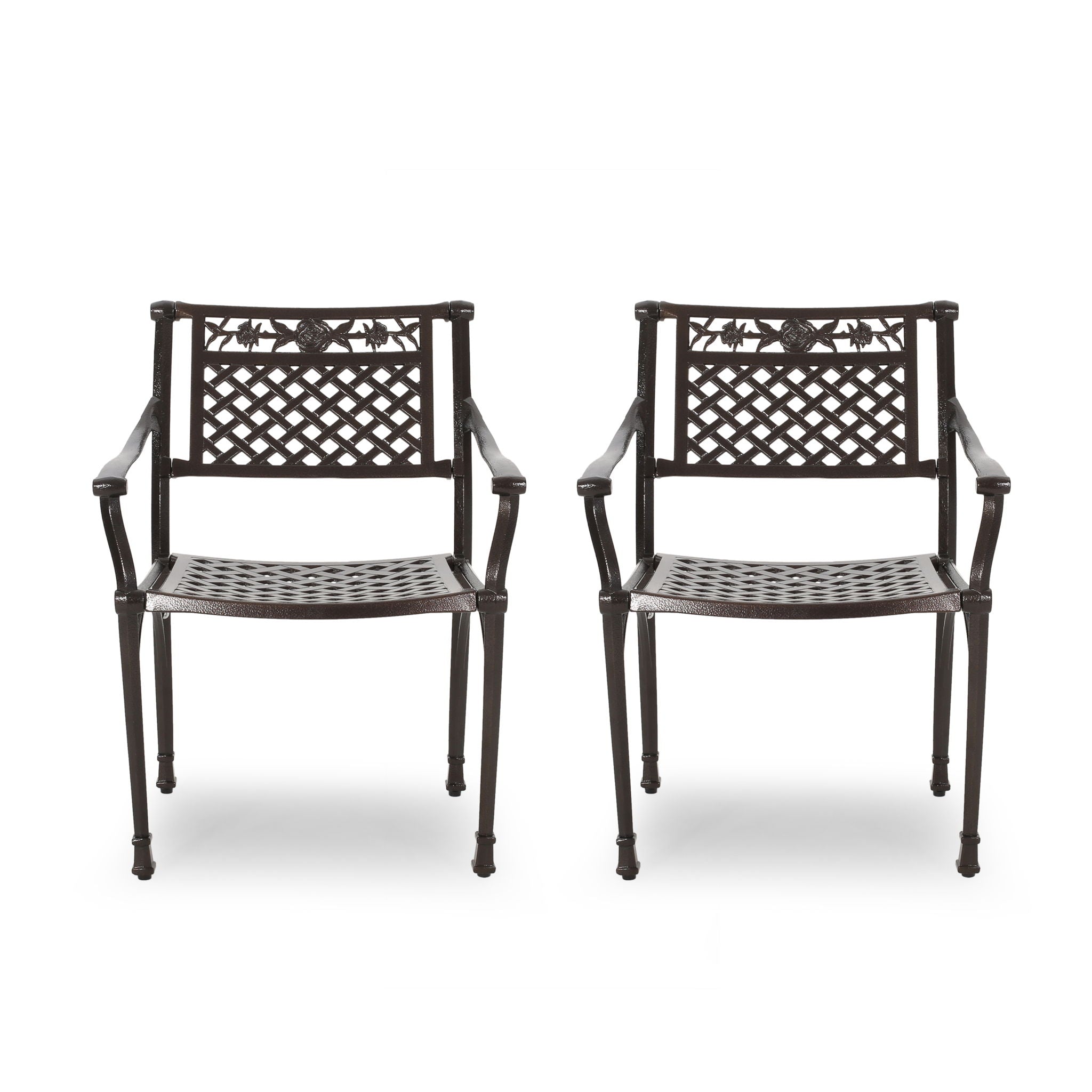 Cast Aluminum Dining Chair With Hand Crafted Details - Bronze