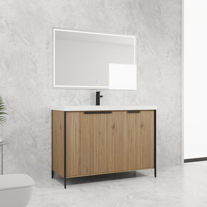 Modern Freestanding Bathroom Vanity With Resin Sink &amp; Soft Close Cabinet Doors