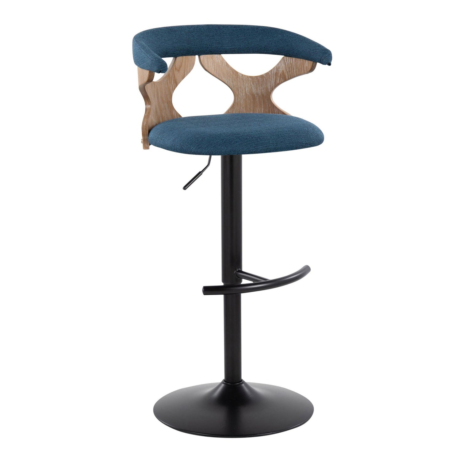 Gardenia - Contemporary Adjustable Barstool &amp; Swivel With Rounded T Footrest (Set of 2)