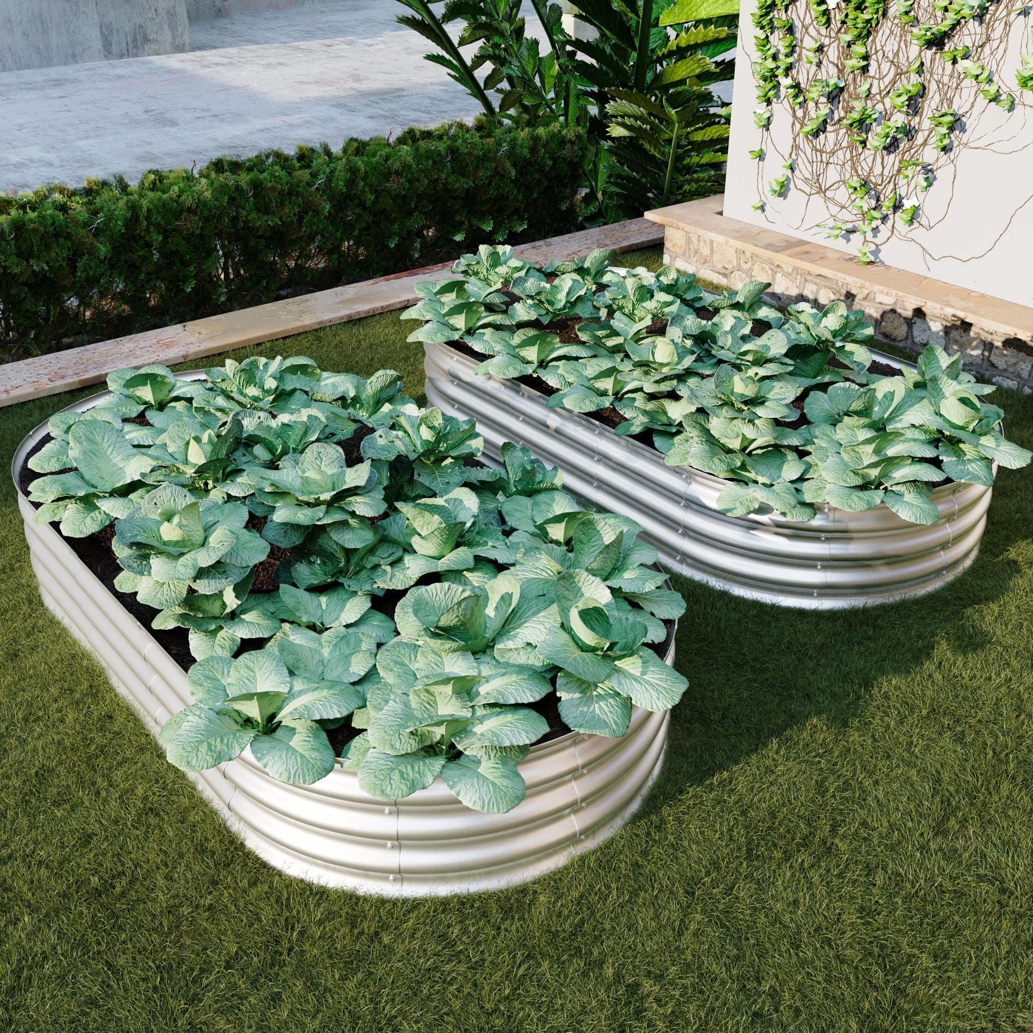 Heavy Duty Galvanized Raised Garden Bed Kit For Vegetables, Flowers &amp; Herbs