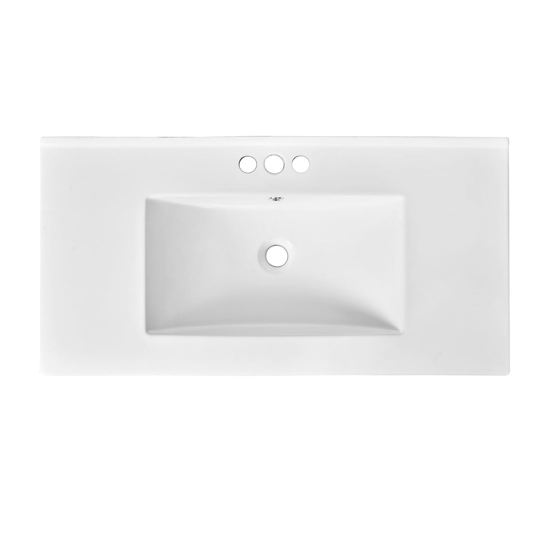 Single Bathroom Basin Sink Vanity Top Only &amp; 3 Faucet Holes - White