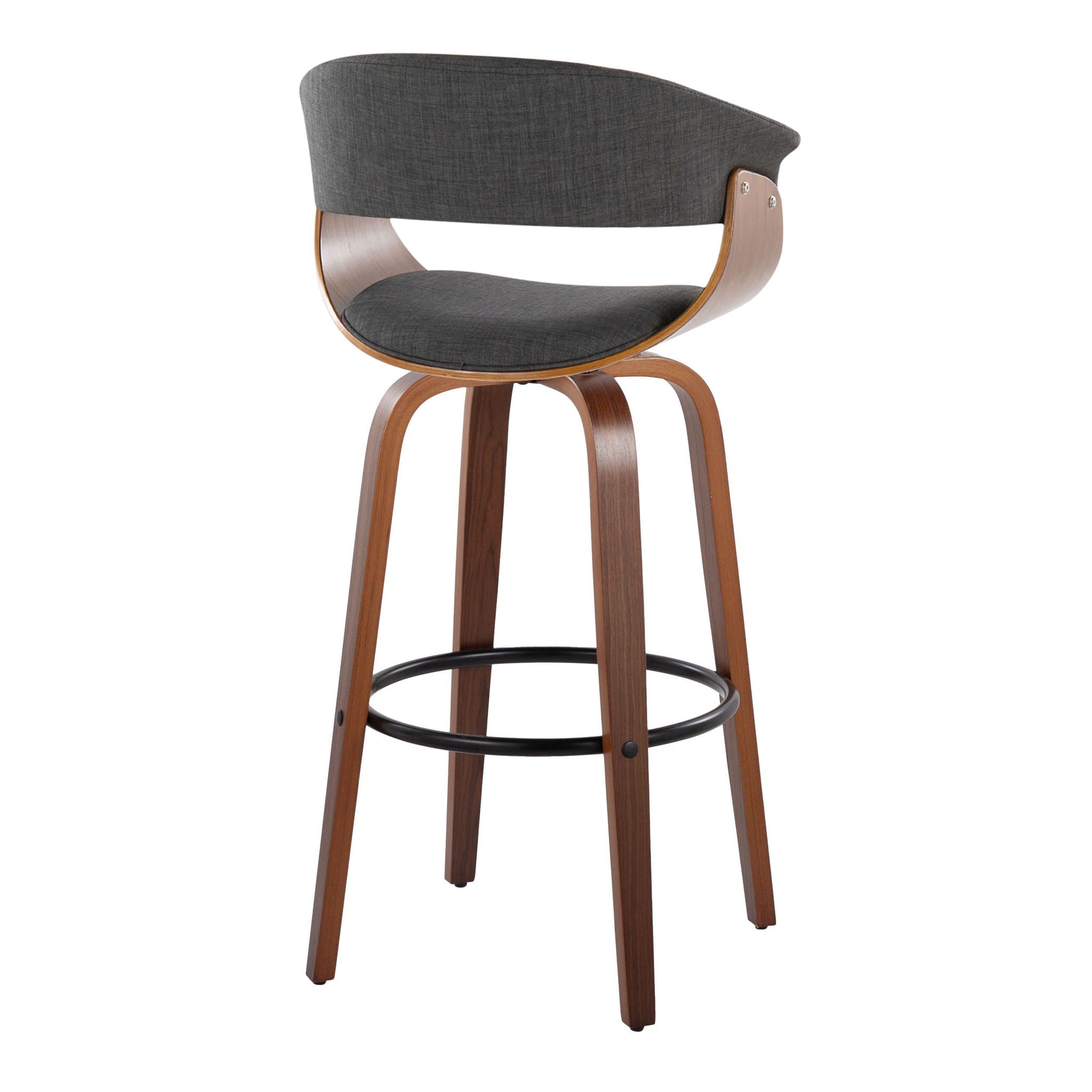 Vintage Mod - Mid Century Modern Fixed Height Barstool With Swivel &amp; Round Footrest (Set of 2)