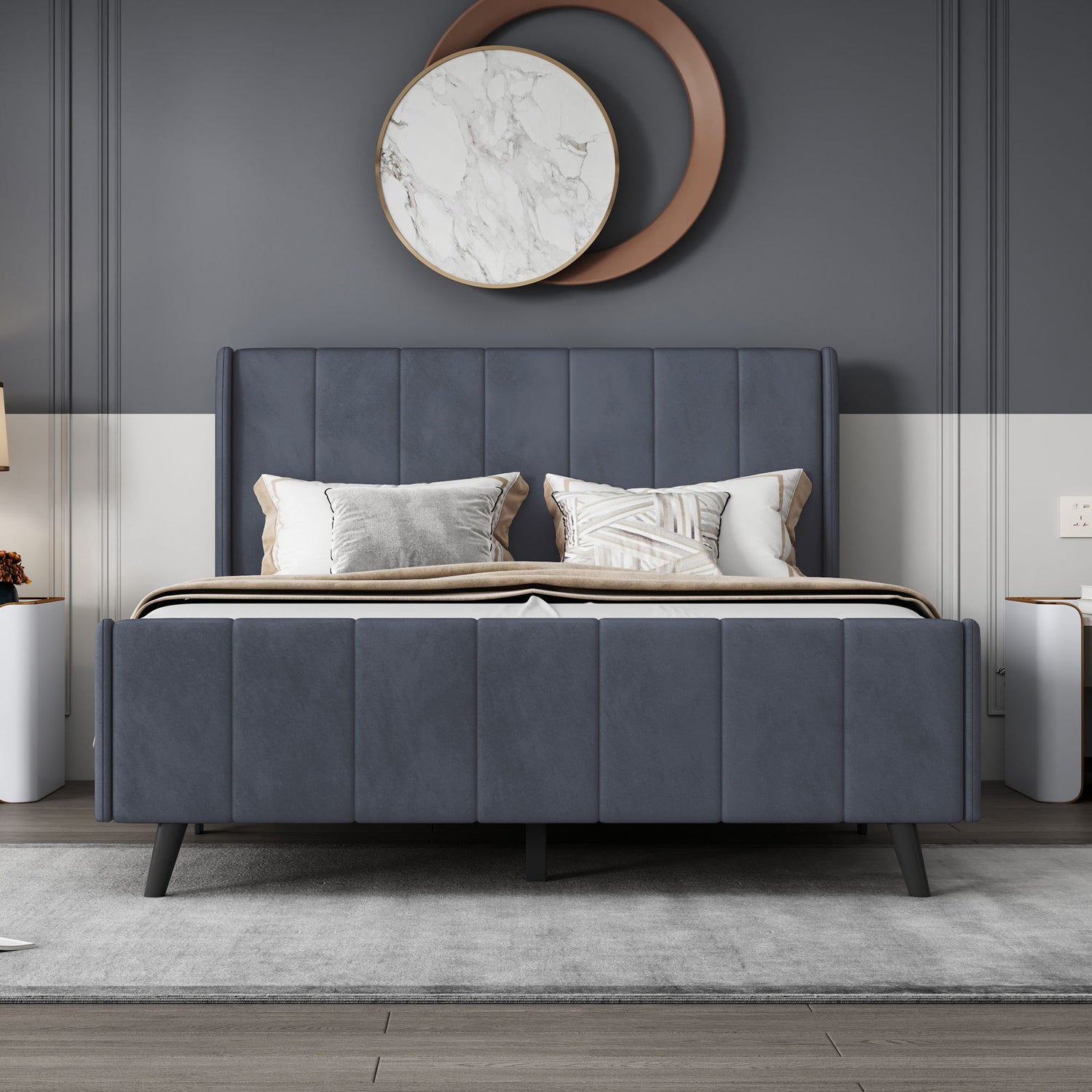 Upholstered Platform Bed Velvet