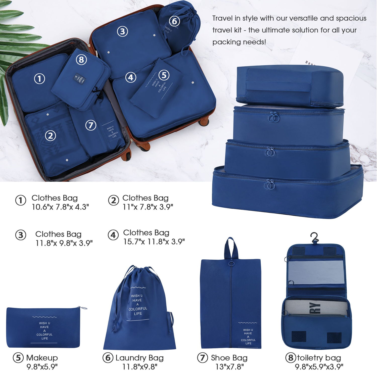 Hardshell Luggage Sets 4 Pieces + Bag Spinner Suitcase With Tsa Lock Lightweight - 16&quot; / 20&quot; / 24&quot; / 28&quot; Luggages