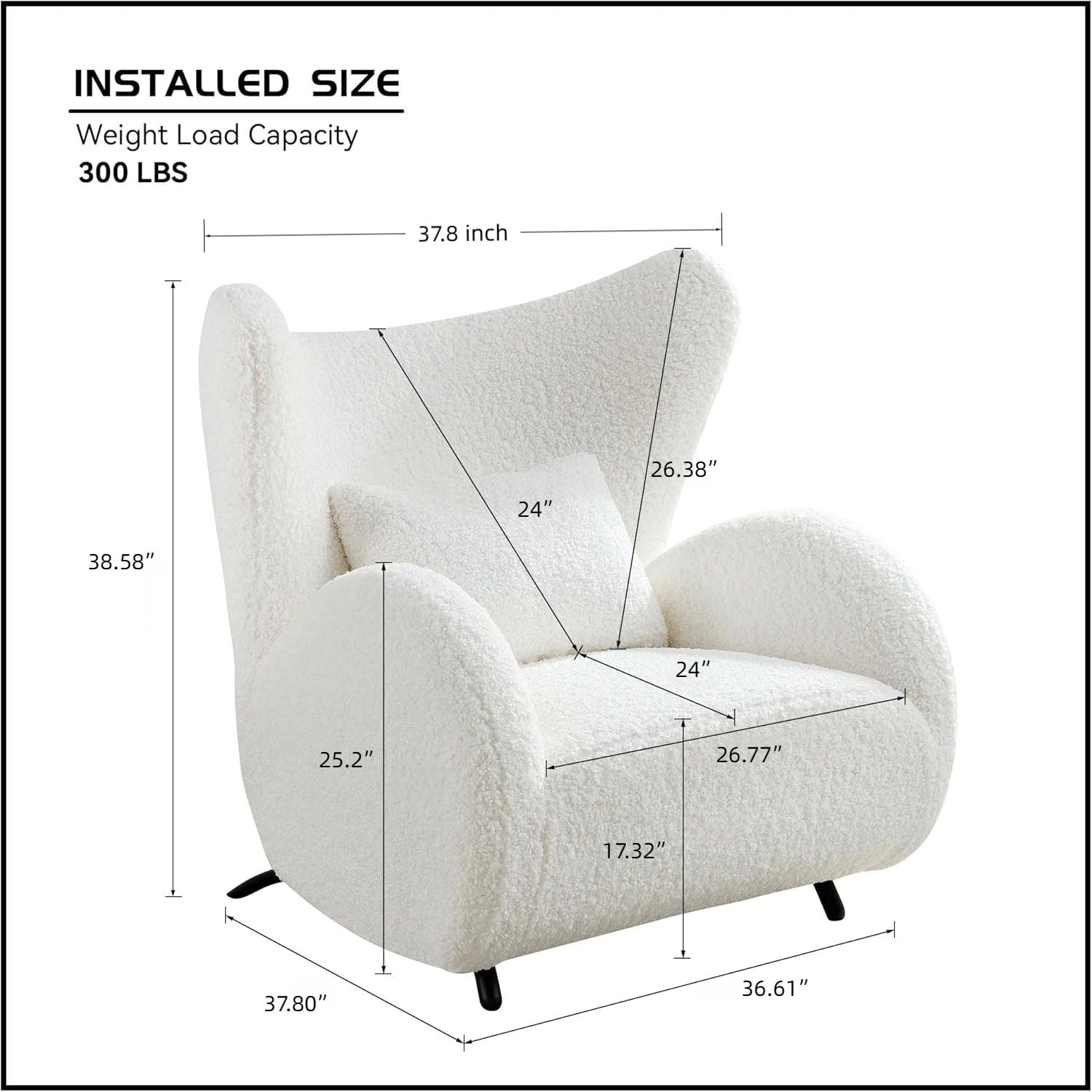 Wingback Armchair &amp; Ottoman Combo For Living Room - White