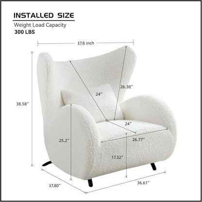 Wingback Armchair &amp; Ottoman Combo For Living Room - White
