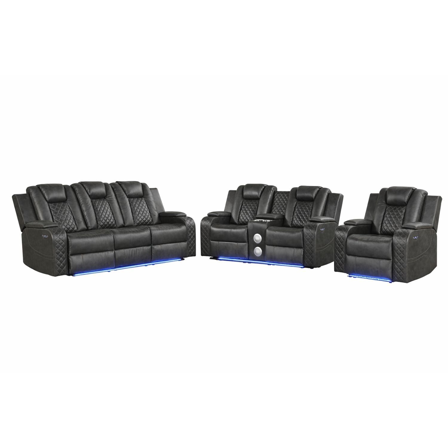 Benz - LED &amp; Power Recliner With Adjustable Headrests And Ambient LED Lighting