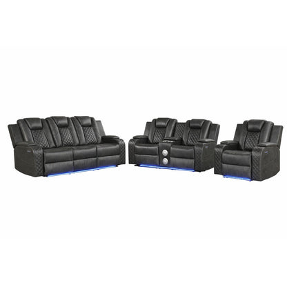 Benz - LED &amp; Power Recliner With Adjustable Headrests And Ambient LED Lighting