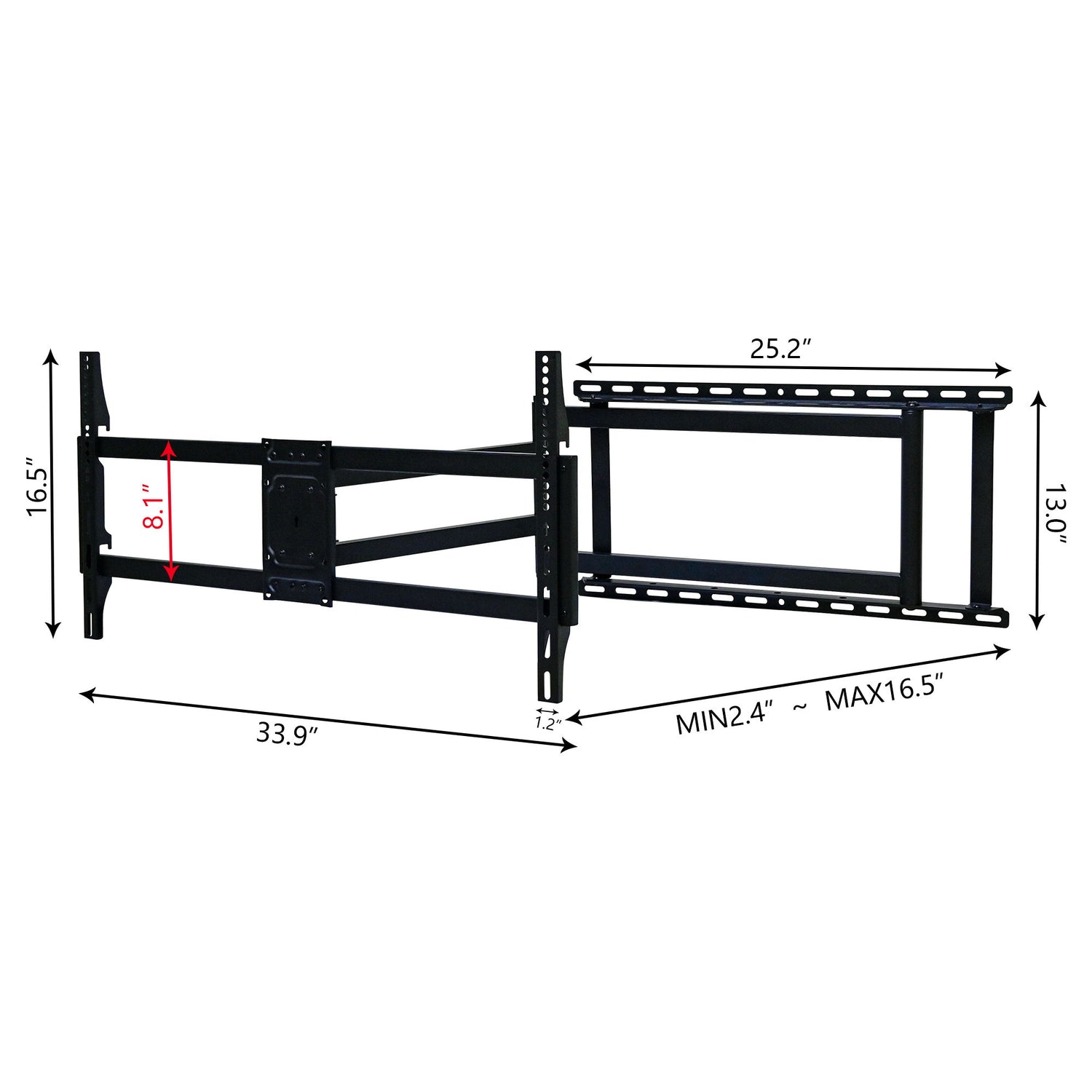 Full Motion TV Wall Mount Bracket For 40 120&quot; TV Dual Arm Tilt &amp; Swivel Vesa 800 X 400 Mm 132 Lbs Load - Black