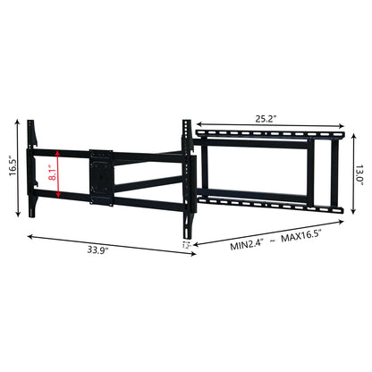 Full Motion TV Wall Mount Bracket For 40 120&quot; TV Dual Arm Tilt &amp; Swivel Vesa 800 X 400 Mm 132 Lbs Load - Black