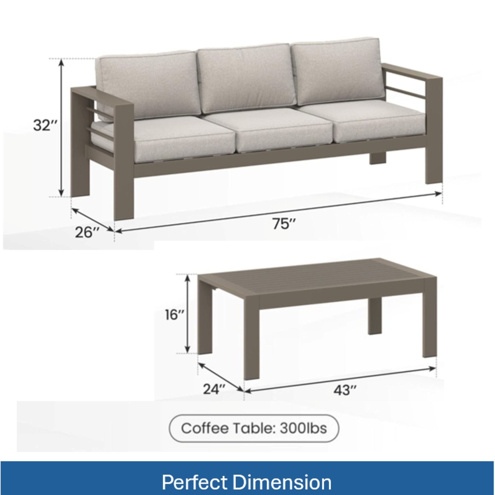 Outdoor Patio Set, All-Weather With Thick Cushions